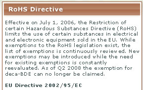 RoHS Directive Information